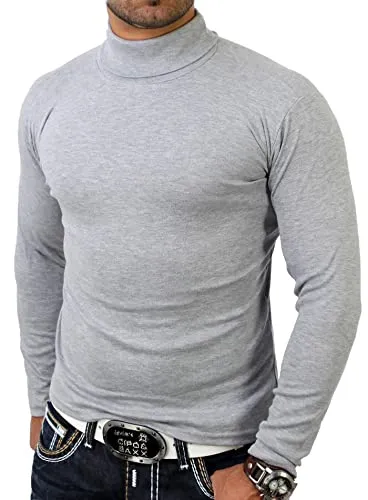 Reslad Herren Rollkragen Pullover RS-1088 Grau M