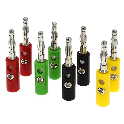Produktbild Bananenstecker Set 8 Stück bunt, Bananen Stecker 4 mm² Löt/Schraub, Banana