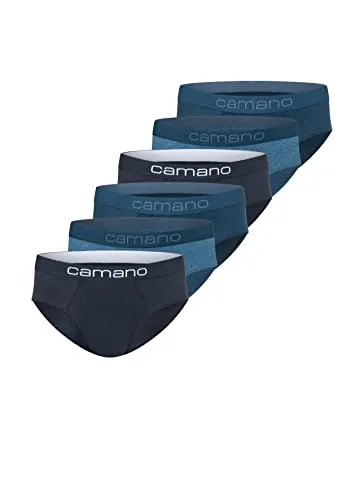Camano Herren Slip 6er Pack S Blue Mix - Herren-Slips aus hochwertiger, atmungsaktiver Baumwolle im praktischen 6er-Pack. Maximale Bewegungsfreiheit durch softem Baumwollstretch und perfekten Sitz dank elastischem Bund.