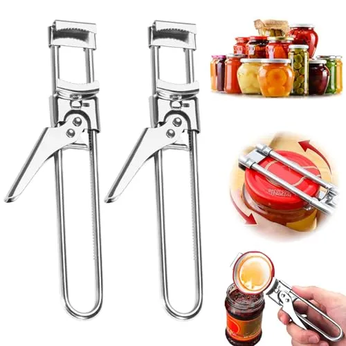 Stücke Edelstahl Deckelöffnerl, Einstellbare Glasöffner, Glas- & Schraubdeckelöffner, Schraubdeckelöffner Edelstahl, Flaschenöffner für Senioren, Arthritis, Fraue 2