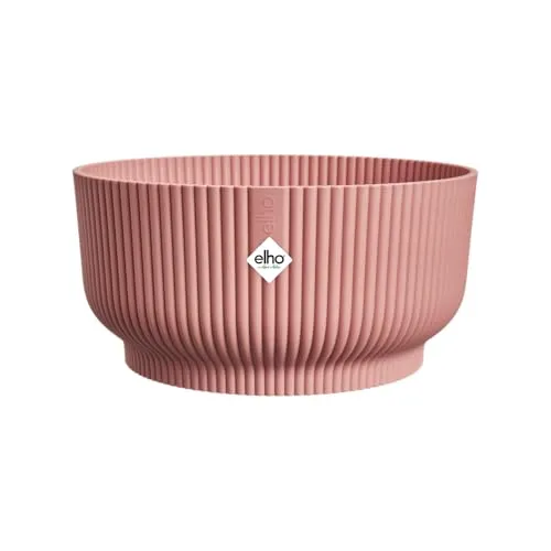 elho Vibes Fold Bowl 25 - Blumentopf für Innen - 100% recyceltes Plastik - Ø 24.9 x H 12.1 cm - Rosa/Zartrosa