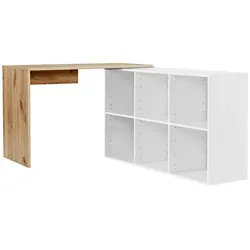 Mokebo Eckschreibtisch, Eiche, Weiß, Holzwerkstoff, 112x77x54 cm, Arbeitszimmer, Schreibtische, Eckschreibtische