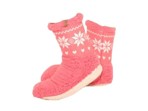 Rungassi Hüttensocken Hausschuhe mit Sohle Motiv Schneeflocke 35-38 Farbwahl (Pink - 950)