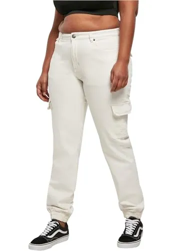 Urban Classics Damen Ladies Organic Stretch Denim Cargo Pants Hose, Offwhite Raw, 27 EU