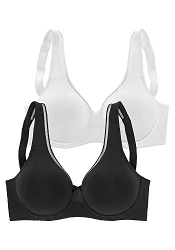 Minimizer-BH PETITE FLEUR, Damen, Gr. 95, Cup B, schwarz - Funktionsunterwäsche mit nahtlosen Cups, die optisch verkleinern. Aus 95% Baumwolle für hohen Tragekomfort und verstellbare Träger für eine perfekte Passform.