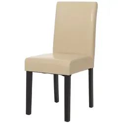 CHEFGASTRO Esszimmerstuhl klassisch und zeitlos HxBxT 90x43x56cm Sitzhöhe 45cm Kunstleder dunkle Beine Creme Küchenstuhl Stuhl