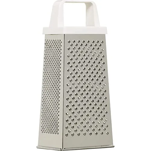 KitchenCraft 4-seitige Standreibe, Edelstahl, Kastenförmig, Kunststoffgriff, 21 cm