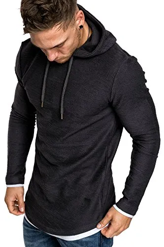 Amaci&Sons Herren 2in1 Oversize Kapuzenpullover Hoodie Sweater Sweatjacke Pullover Sweatshirt 4014 Anthrazit S