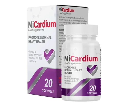 MiCardium 20 Kapseln - Natürliches Wohlbefinden - Nahrungsergänzungsmittel zur Unterstützung der Herz-Kreislauf-Gesundheit, enthält wertvolle Extrakte und Vitamine für Ihr allgemeines Wohlbefinden.