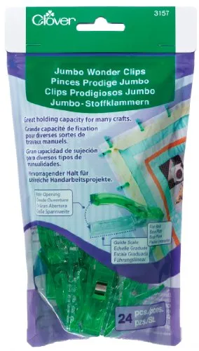 Clover Stoffklammer, Vinyl, 24/Pkg - Nähen & Stoffe: Clover Wonder Clips bieten festen Halt ohne Verrutschen, ideal für Vinyl und mehrere Stofflagen, perfekt für Overlock-Arbeiten.