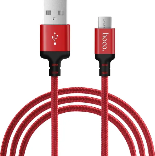 Hoco High Speed X14 - 2m Micro-USB Ladekabel Nylon USB Kabel Datenkabel Handykabel - Rot