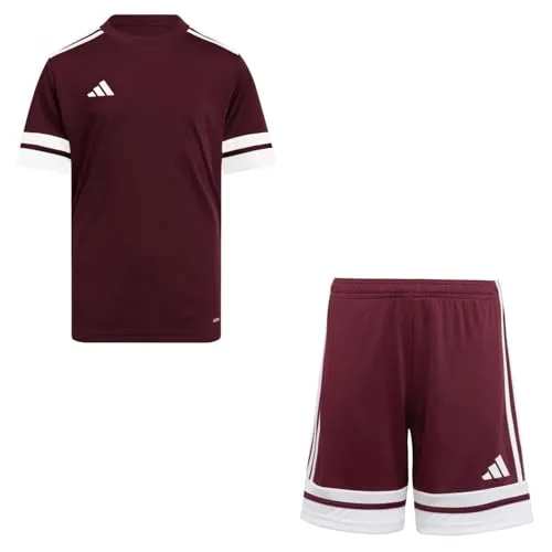 adidas Kinder Set Trikot + Hose Squadra 25 Team Maroon2/White 116 - Sportliches Set aus Trikot und kurzer Hose für aktive Kinder. Der elastische Bund sorgt für einen optimalen Sitz, während das atmungsaktive Material für hohen Tragekomfort sorgt. Ideal für das Spiel und Training.