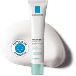 La Roche-Posay Hydraphase HA UV Reichhaltig 40 ML - Arzneimittel für sehr trockene Haut, Tagescreme mit Lichtschutzfaktor 25, spendet bis zu 72 Stunden intensive Feuchtigkeit und schützt vor UV-Schäden.