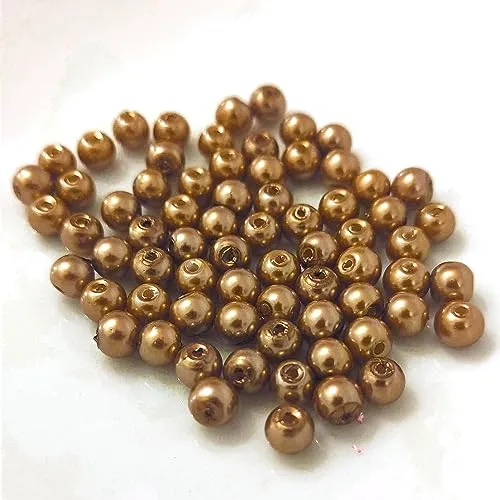 Kopper-24 (4 mm/Gold) Glasperlen - Bastelperlen aus Glas rund - 30 Farben mit Loch Perlen zum Basteln auffädeln Armbänder Traumfänger bunt Set DIY mini kleine große Kinder Bastelperlen Schmuck