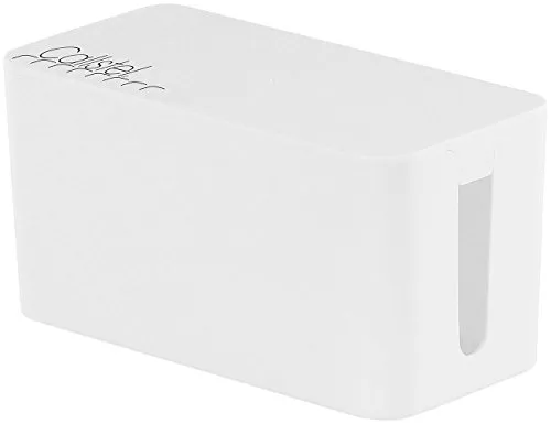Callstel Kabelbox Organizer: Kabelbox klein, 23,5 x 11,5 x 12 cm, weiß (Box für Verlängerungskabel, Kabel Ordnung, Kabeltrommel)