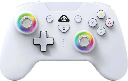 LED White Wireless Controller für Nintendo Switch - Gaming-Zubehör mit programmierbaren LEDs, zusätzlichen Tasten und bis zu 10 Stunden Spielzeit dank 600 mAh Akku. Ideal für ein verbessertes Gaming-Erlebnis.