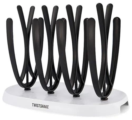 Twistshake Babyflaschentrockner für 8 Babyflaschen | Trockenständer für Flaschensaugerzubehör | Langarm-Flaschenhalter | BPA-frei | Weiß und Schwarz