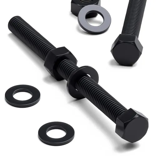 10x Sechskantschrauben Schwarze Plastikmuttern, M10 x 70mm, und -bolzen aus Nylon, Unterlegscheiben, Schwarze Nylon