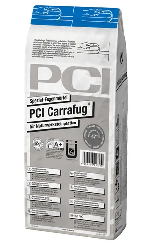 PCI Carrafug Fugenmörtel Nr. 26 Perlgrau - Mörtel für Naturwerksteinplatten, temperaturbeständig von -20 °C bis +80 °C, ideal für Terrassen und Außenbereiche, hohe Stabilität und Langlebigkeit.