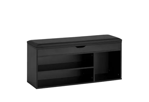 FINEBUY Schuhbank FB107189 - Schuhbank mit Sitzfläche und Stauraum, ideal für Flur oder Eingangsbereich, modernes Design in Schwarz, Belastbarkeit bis 80 kg.