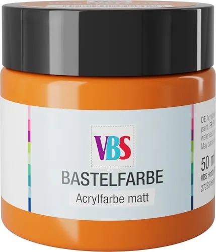 VBS Bastelfarbe 50 ml wasserfest lichtecht geruchsneutral lösungsmittelfrei hochpigmentiert matt Malfarbe Malen Farbe Farben Orange