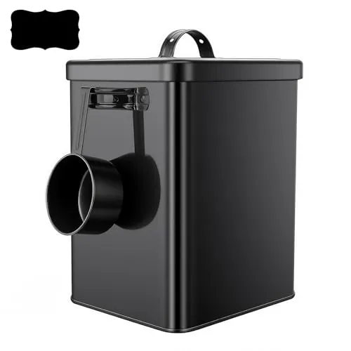 Gerbala 6L Waschmittel Aufbewahrung Box, Waschpulver Aufbewahrungsbox mit Dosierlöffel, Metall Waschpulver Box für Futteraufbewahrung Tierfutterbehälter Waschmittelbehälter (Schwarz)