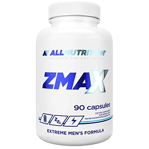 ALLNUTRITION Zmax Nahrungsergänzungsmittel Zinkcitrat Magnesiumcitrat Vitamin B6 für besseren Schlaf, Regeneration, Herzrhythmus, gesunde Knochen, 90 Kapseln pro Packung