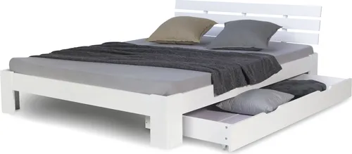 Homestyle4u Holzbett 140x200 mit Schubladen - Modernes Doppelbett aus massivem Kiefernholz mit praktischem Bettkasten für zusätzlichen Stauraum, ideal für Schlafzimmer und Gästezimmer.