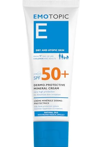Pharmaceris E Emotopic, Emollient Creme mit LSF 50, für Gesicht und Körper, Feuchtigkeitscreme für Atopische Haut, Verhindert Hauttrockenheit - 75 ml