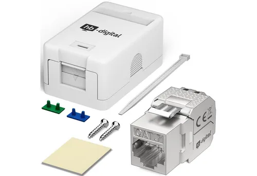 HB-DIGITAL Steckdose hb-digital Set Anschlussbox 1-fach / 2-fach mit Keystone, Snap-In-Rahmen für Keystone-Module