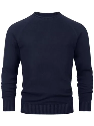 Indicode Herren INMassum Feinstrickpullover mit Rundhals-Ausschnitt | Strickpullover aus Baumwolle Navy, M