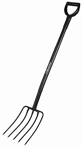 Freund Victoria ERGOLINE Kompostgabel 61530 - 5 Zinken, 120 cm - Gartengabel mit 5 Zinken und ergonomischem Kunststoff-D-Griff, ideal für müheloses Wenden von Kompost, Länge 120 cm für optimale Hebelwirkung.