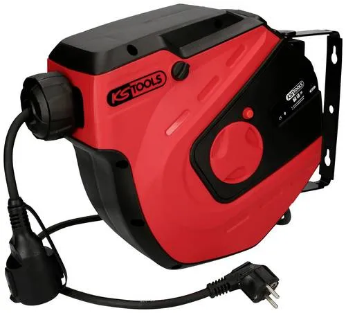 KS Tools 150.4217 Werkstatt-Kabelaufroller - 15m, 1,5mm, extra starke automatische Rückholvorrichtung und 3000 W Belastbarkeit
