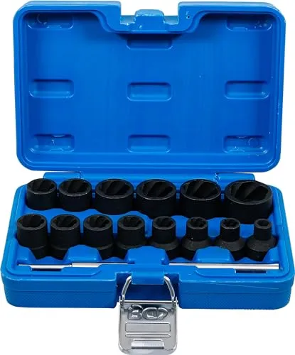 Spiral-Profil-Steckschlüssel-Satz 16-tlg. | Antrieb Innenvierkant 12,5 mm (1/2) - Werkzeug-Sets mit innovativem Spiralprofil zum Lösen defekter Muttern und Schraubenköpfe, ideal für sicheres Arbeiten und Reparaturen.