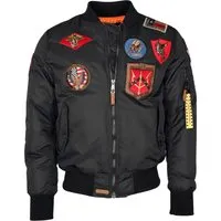 Top Gun Bomberjacke mit Patches TG20191053 - Stilvolle Bomberjacke im Pilotenstil mit auffälligen Patches. Ideal für lässige Looks, bietet hohen Tragekomfort durch elastische Bündchen und praktische Seitentaschen. Ein echter Blickfang für modebewusste Männer.