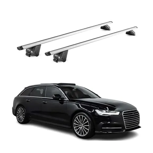 OMAC Dachträger für Audi A6 Avant C7 2011-2025 - Hochwertiger Dachgepäckträger aus Aluminium, abnehmbar und wasserbeständig. Ideal für Fahrrad- und Skiträger, passend für Fahrzeuge mit geschlossener Dachreling.