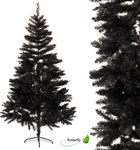Künstlicher Tannenbaum 180cm in Schwarz - Hochwertiger künstlicher Weihnachtsbaum, 180 cm hoch, ideal für drinnen und draußen. Detailreiche, weiche Nadeln und einfaches Regenschirm-Klappsystem für schnelles Aufstellen und Dekorieren.