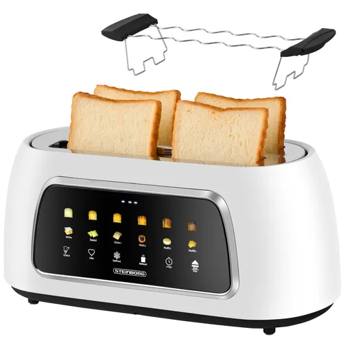 Steinborg XXL 4 Scheiben Toaster Schwarz mit Digitalem Display und Lift-Funktion