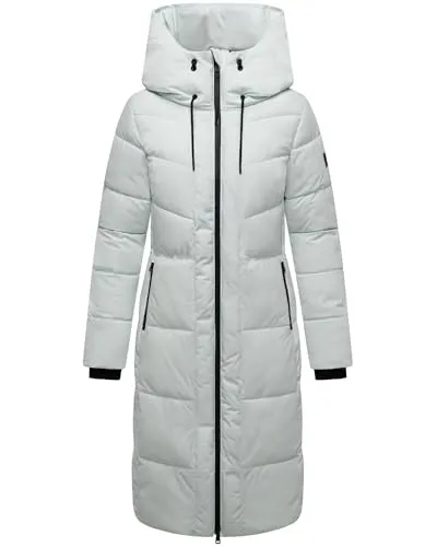 Navahoo Damen Wintermantel Steppmantel Ice Blue mit 2-Wege Reißverschluss