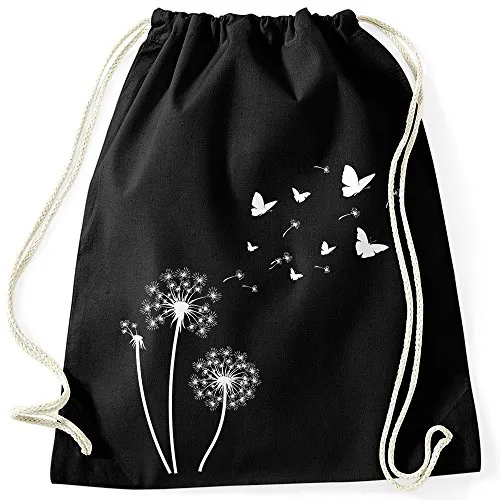 Autiga Turnbeutel Pusteblume Schmetterlinge Dandelion Butterflys schwarz unisize