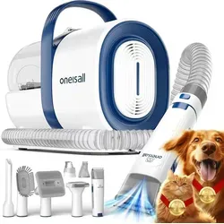 Oneisall Hundeschermaschine mit Staubsauger, 7 in 1 Profi Haustierpflegeset LN2 - Effiziente Fellpflege mit der Oneisall Schermaschine: Integrierter Staubsauger entfernt 99% der Tierhaare direkt beim Schneiden. Perfekt für eine saubere Wohnung und ein glänzendes Haustierfell.
