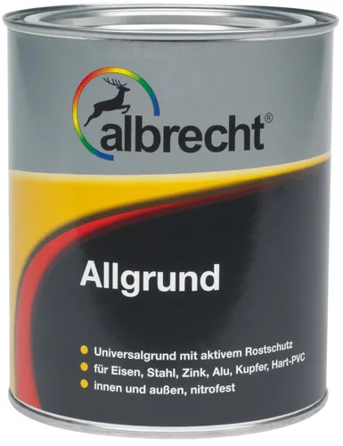 albrecht Allgrund Grundierung Universalgrund 2,5 L - Wetterbeständig RAL 9010 Weiß - Hochwertige Grundierung für optimale Haftung und Schutz, ideal für Innen- und Außenanwendungen.