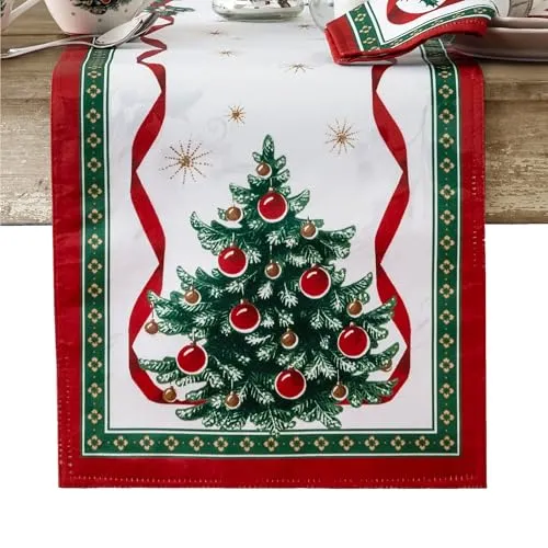 Elrene Home Fashions Villeroy & Boch Toy's Delight Weihnachtstischläufer, Festliche Tischdekoration, 33 x 178 cm