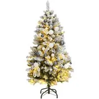 vidaXL Klappbarer Weihnachtsbaum mit 150 LEDs und Kugeln – 150 cm - Weihnachtsbaum mit modernem Klappdesign und 8 Beleuchtungsmodi, perfekt für stimmungsvolle Feiertage. Wiederverwendbar und kostengünstig – ideal für jedes Zuhause!