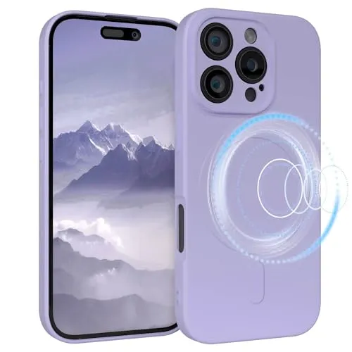 EAZY CASE - Silikonhülle magnetisch für iPhone 16 Pro Hülle Silikon Lila weich stoßfeste Magnet Handyhülle Schutzhülle mit Kameraschutz Dünn Schutz Cover TPU Bumper in Pastell Lavendel Blau