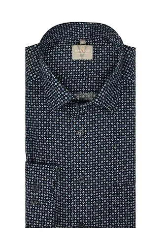 Marvelis Comfort Fit Herren Langarm Businesshemd - Muster Dunkelblau, Gr. 41 - Herrenhemden mit bügelfreier Pflege und komfortabler Schnittführung für optimalen Tragekomfort. Ideal für den Business-Alltag.