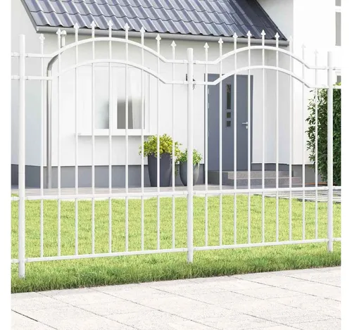 furnicato Moderner Gartenzaun 240 x 190 cm in Weiß - Eleganter Gartenzaun für stilvolle Abgrenzungen im Außenbereich. Aus pulverbeschichtetem Stahl gefertigt, bietet er eine langlebige und wetterbeständige Lösung für Gärten und Terrassen.