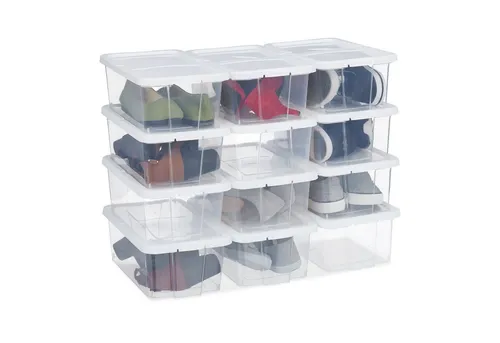 Schuhboxen Ordnungsbox Schuhschachtel - Praktische Schuhaufbewahrung - Schuhaufbewahrung aus robustem Kunststoff, ideal zur platzsparenden Organisation und Schutz Ihrer Schuhe. In verschiedenen Farben erhältlich.
