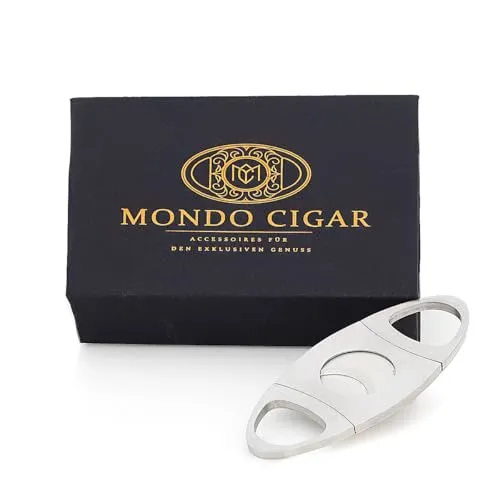 Zigarrenschneider Edelstahl „Silver Blade“, Chrom matt, Cutter mit Doppelklinge, inkl. edler Verpackung