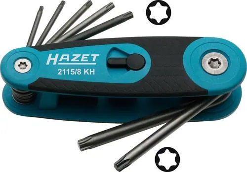 Hazet Innen-TORX Winkelschraubendreher-Set 8-teilig - Schraubendreher-Set für Innen TORX Schrauben, im praktischen Kunststoff-Klapphalter für einfachen Transport und Ordnung.